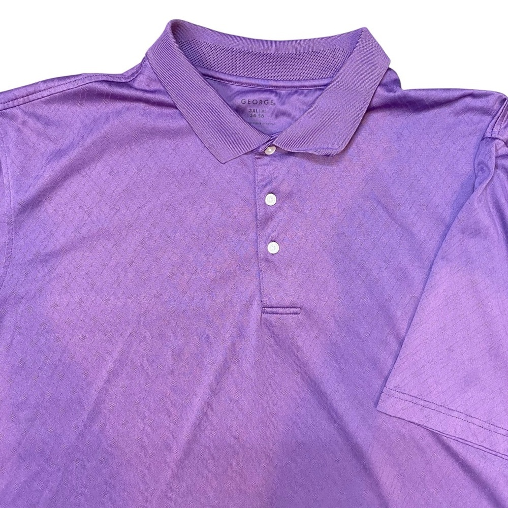 GEORGE Big Men's Pique Golf Polo Shirt Purple Short sleeve Cool Dry Fit Size 3XL - Picture 3 of 6